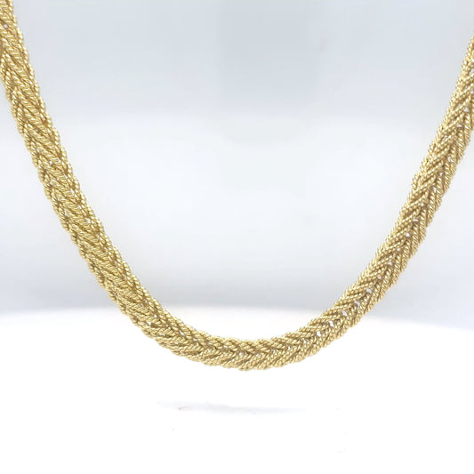 18K 18" 4.0MM SOLID FANCY BRAIDED NECKLACE 38.8G
