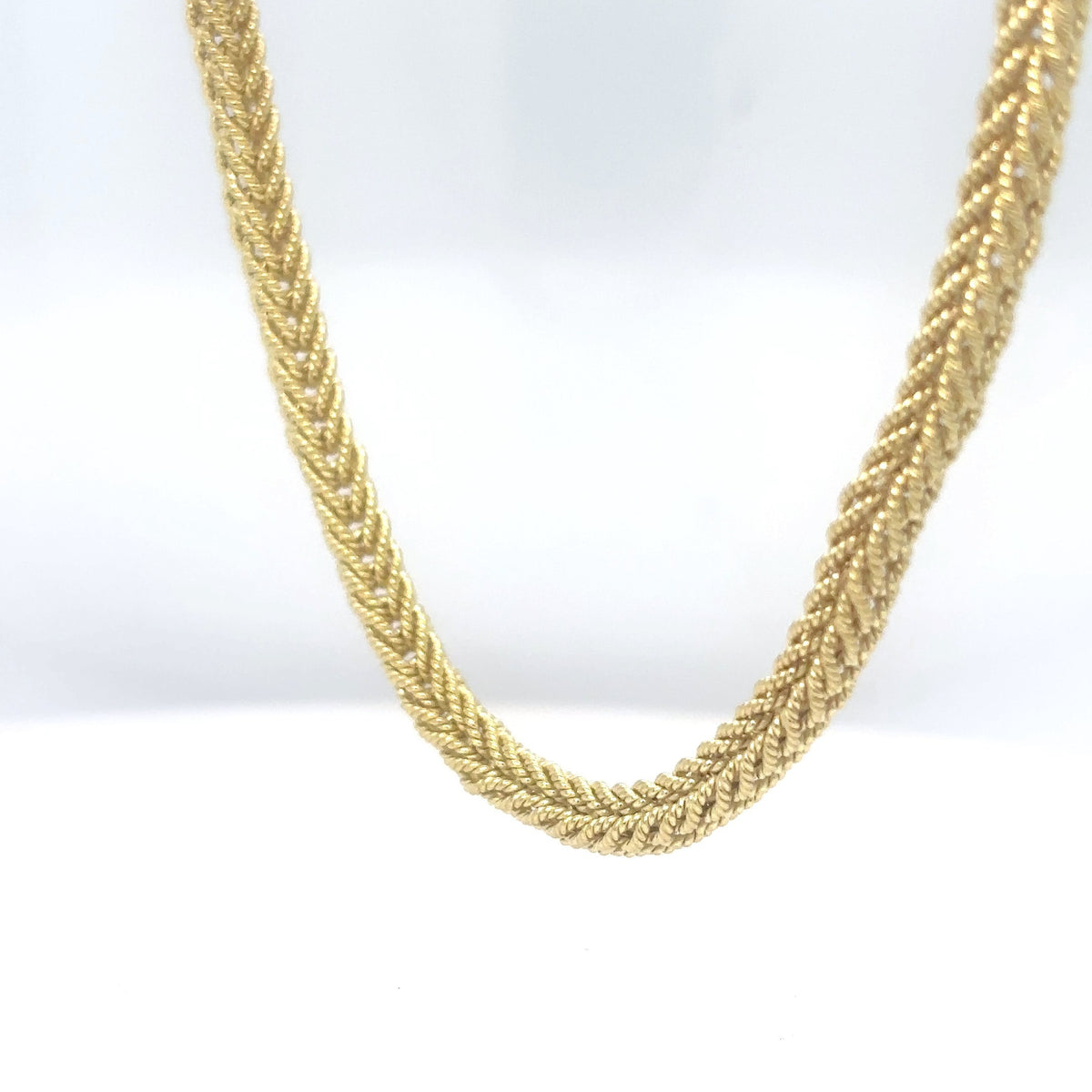 18K 18" 4.0MM SOLID FANCY BRAIDED NECKLACE 38.8G