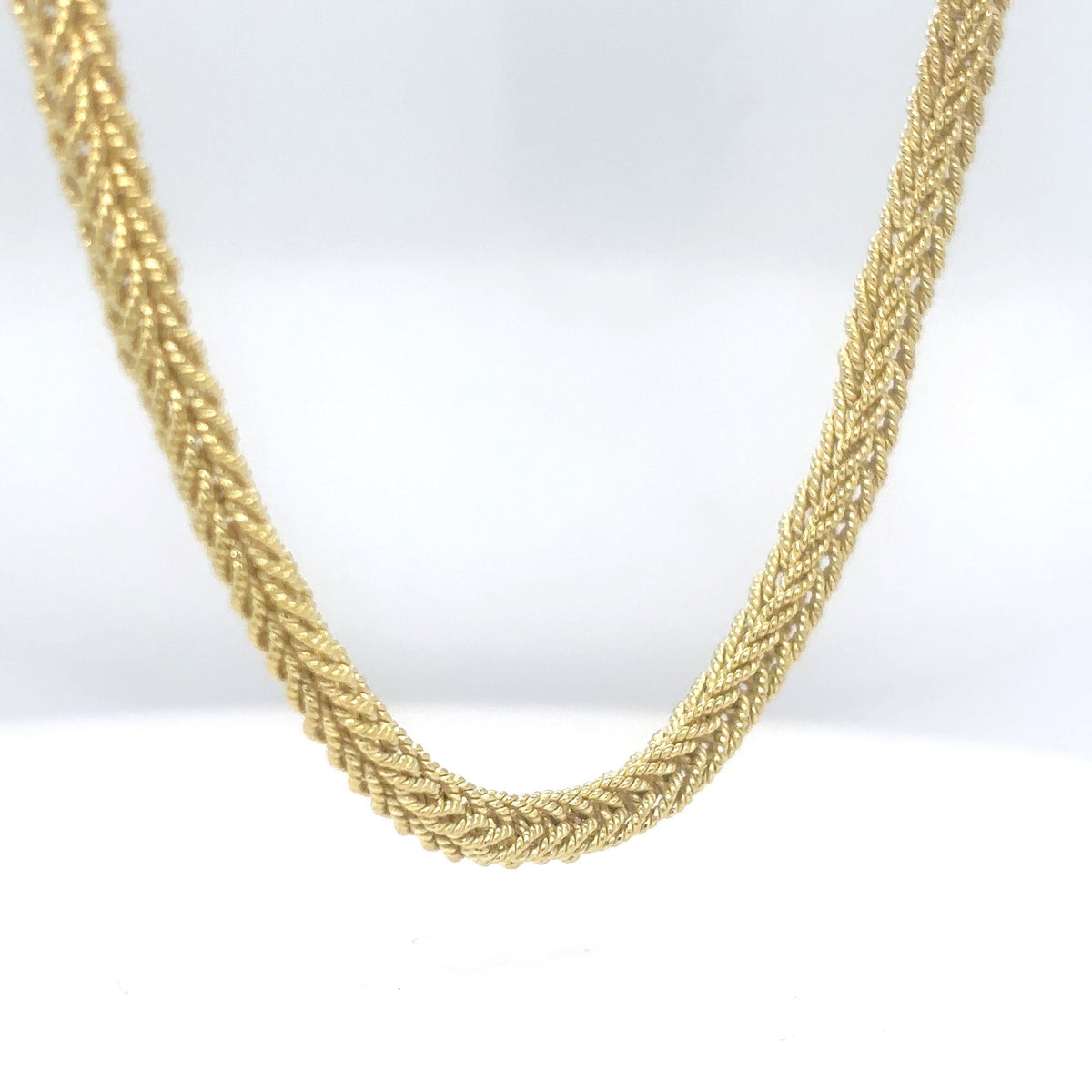 18K 18" 4.0MM SOLID FANCY BRAIDED NECKLACE 38.8G