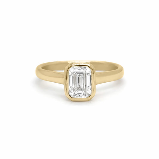 14KY 1.00CT EMERALD CUT DIAMOND BEZEL SOLILITAIRE RING SI2/G 3.0G-Fine Jewelry in Bradenton &amp; Lakewood Ranch, Fl. | Michael &amp; Co. Jewelers