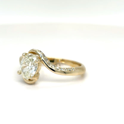 1.26CTW OVAL-ROUND BRILLIANT DIAMOND BYPASS RING VS2/F-J 3.3G