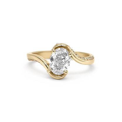 1.26CTW OVAL-ROUND BRILLIANT DIAMOND BYPASS RING VS2/F-J 3.3G