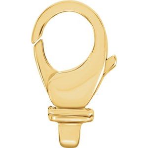 A 14K yellow gold 20.75 x 11.25 mm fancy lobster clasp with a polished, reflective finish on a white background.