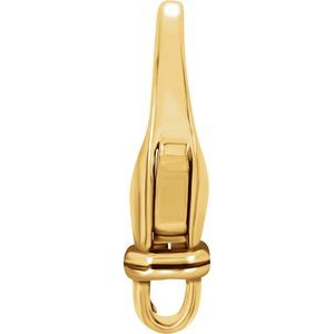 A 14K yellow gold 20.75 x 11.25 mm fancy lobster clasp shown from the side against a plain white background.