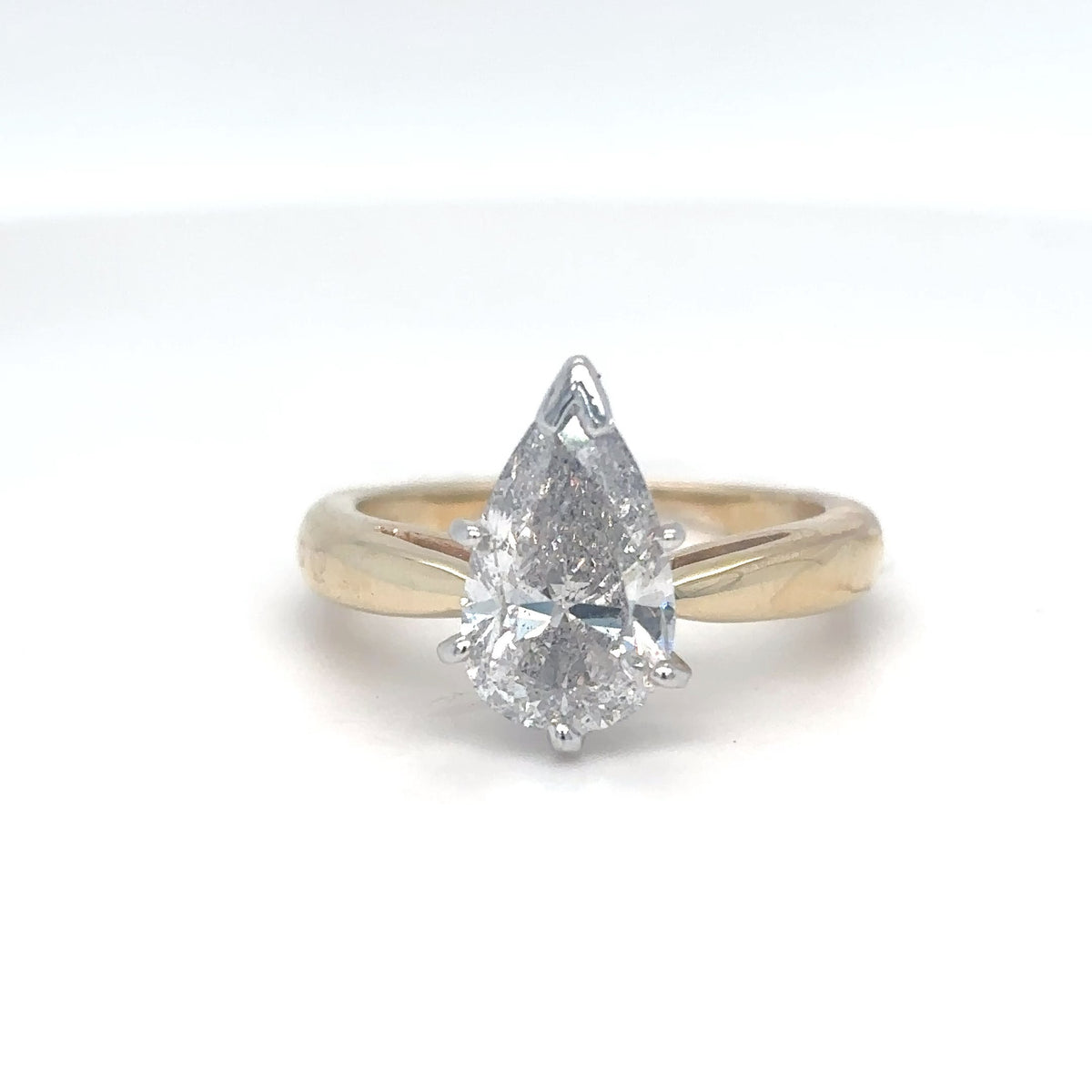 2.21CT PEAR BRILLIANT DIAMOND SOLITAIRE ENGAGEMENT RING I2/G 4.9G