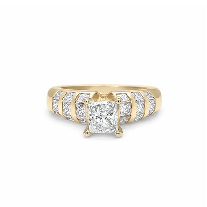 14KY 2.08CTW RECTANGULAR MODIFIED BRILLIANT DIAMOND ENGAGEMENT RING  I2/K-SI1/G-H 6.1G
