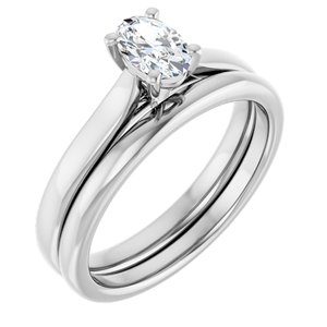 14K White Gold 6x4 mm Oval Engagement Ring Mounting