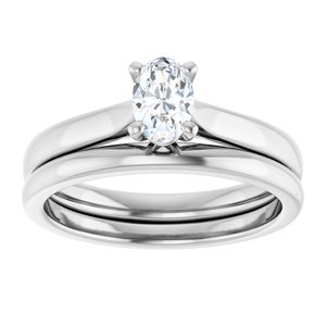 14K White Gold 6x4 mm Oval Engagement Ring Mounting