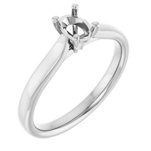 14K White Gold 6x4 mm Oval Engagement Ring Mounting