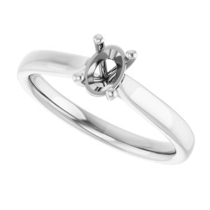 14K White Gold 6x4 mm Oval Engagement Ring Mounting
