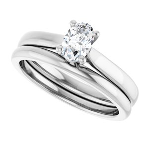 14K White Gold 6x4 mm Oval Engagement Ring Mounting
