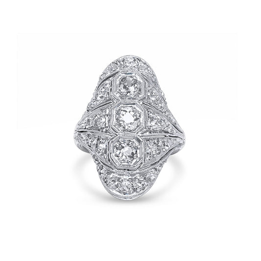 PLAT. 0.75CTW ANTIQUE FILIGREE DIAMOND RING SI2/I 5.4G-Fine Jewelry in Bradenton &amp; Lakewood Ranch, Fl. | Michael &amp; Co. Jewelers