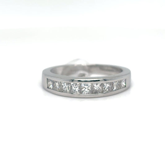 PLAT. 1.00CTW PRINCESS CUT DIAMOND BAND VS2/H-I 6.5G