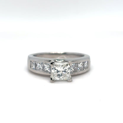 PLAT. 2.12CTW PRINCESS BRILLIANT DIAMOND ENGAGEMENT RING VS2/H 10.1G