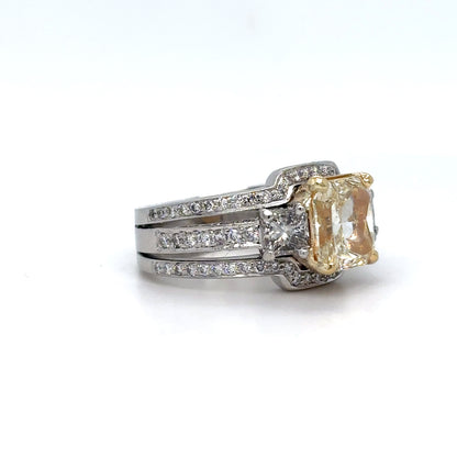 PLAT 4.63CTW RECTANGULAR MODIFIED-PRINCESS-ROUND BRILLIANT DIAMOND ENGAGEMENT RING I1/S-T-SI/G-H 13.5G