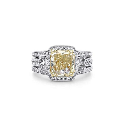 PLAT 4.63CTW RECTANGULAR MODIFIED-PRINCESS-ROUND BRILLIANT DIAMOND ENGAGEMENT RING I1/S-T-SI/G-H 13.5G-Fine Jewelry in Bradenton &amp; Lakewood Ranch, Fl. | Michael &amp; Co. Jewelers