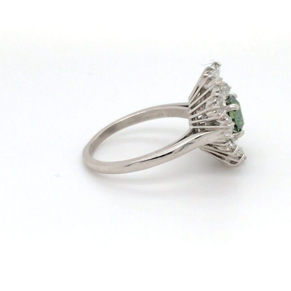 4.91 CTW Enhanced Green and White Diamond Ballerina Style Ring - PLAT - Image 2