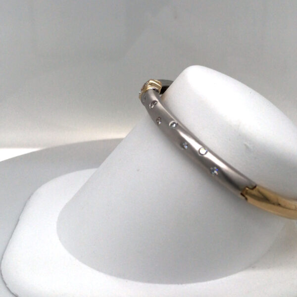 1.00CTW Diamond Bangle Bracelet - 14KTT - Image 2