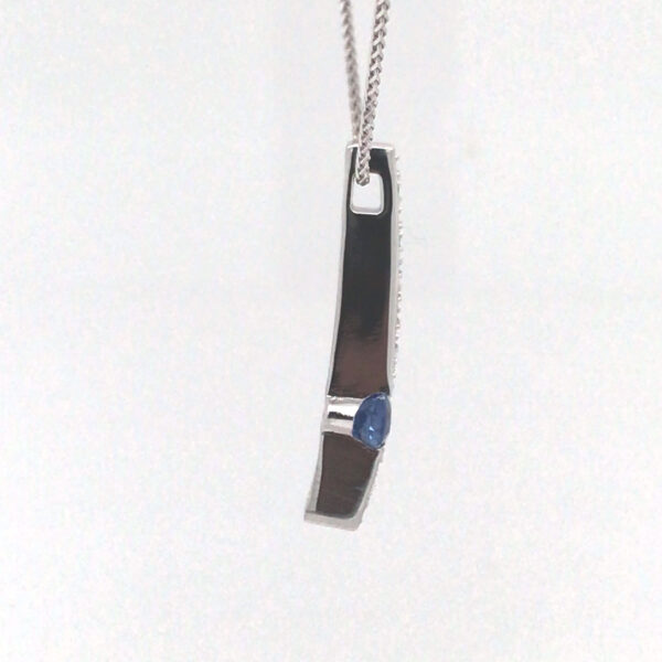 0.44ctw Blue Sapphire and Diamond Bar Pendant - 14kw - Image 2