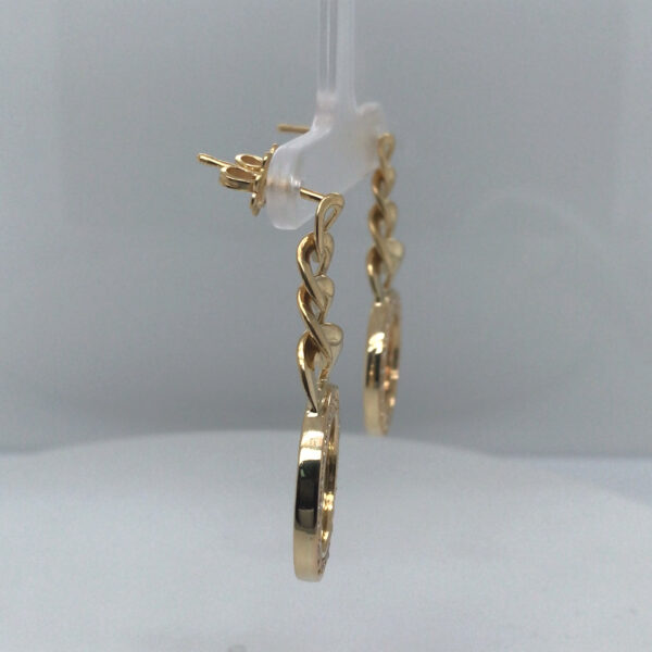 0.50ctw Link Diamond Circle Earrings - 18KY - Image 2