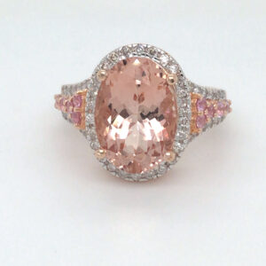6.43CTW Morganite, Diamond, Pink Sapphire Ring - 14KR